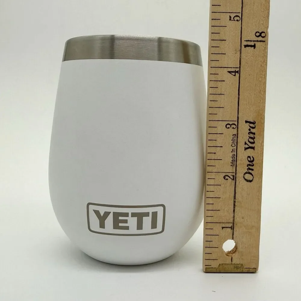 YETI Rambler 10 oz Wine Tumbler White - No Lid -w/Sweatpants Media Logo on Front